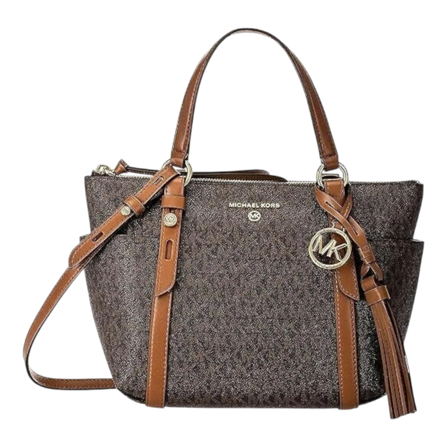 Michael Kors Sullivan Women Small Tote Bag Brown Logo Print
