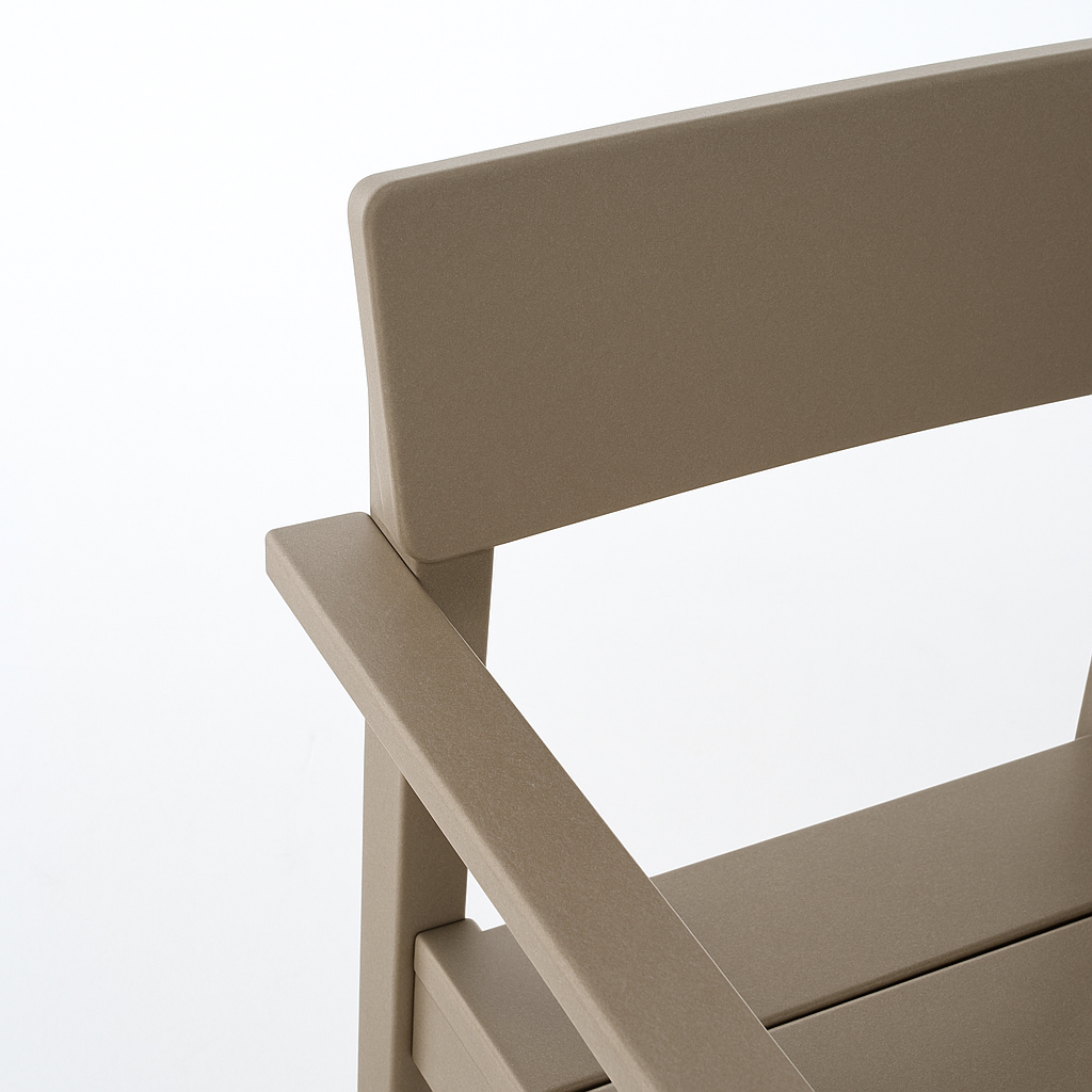 WONDERWALL 'Une Collection' Antique Wood Color Outdoor Armchair with HDPE Construction - Wood