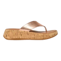 FitFlop F-Mode Women Slide Sandals Rose Gold Cork Flatform Toe-Post