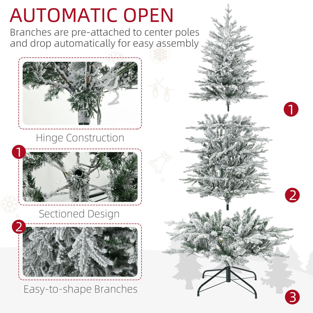 WONDERWALL ‘Noël DuBois’ Snow-Flocked Artificial Christmas Tree with 250 Warm Yellow Lights – Green