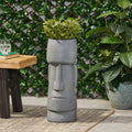 WONDERWALL 'Une Collection' Stone Gray Flower Planter with Textured Cast Stone Finish - Tall