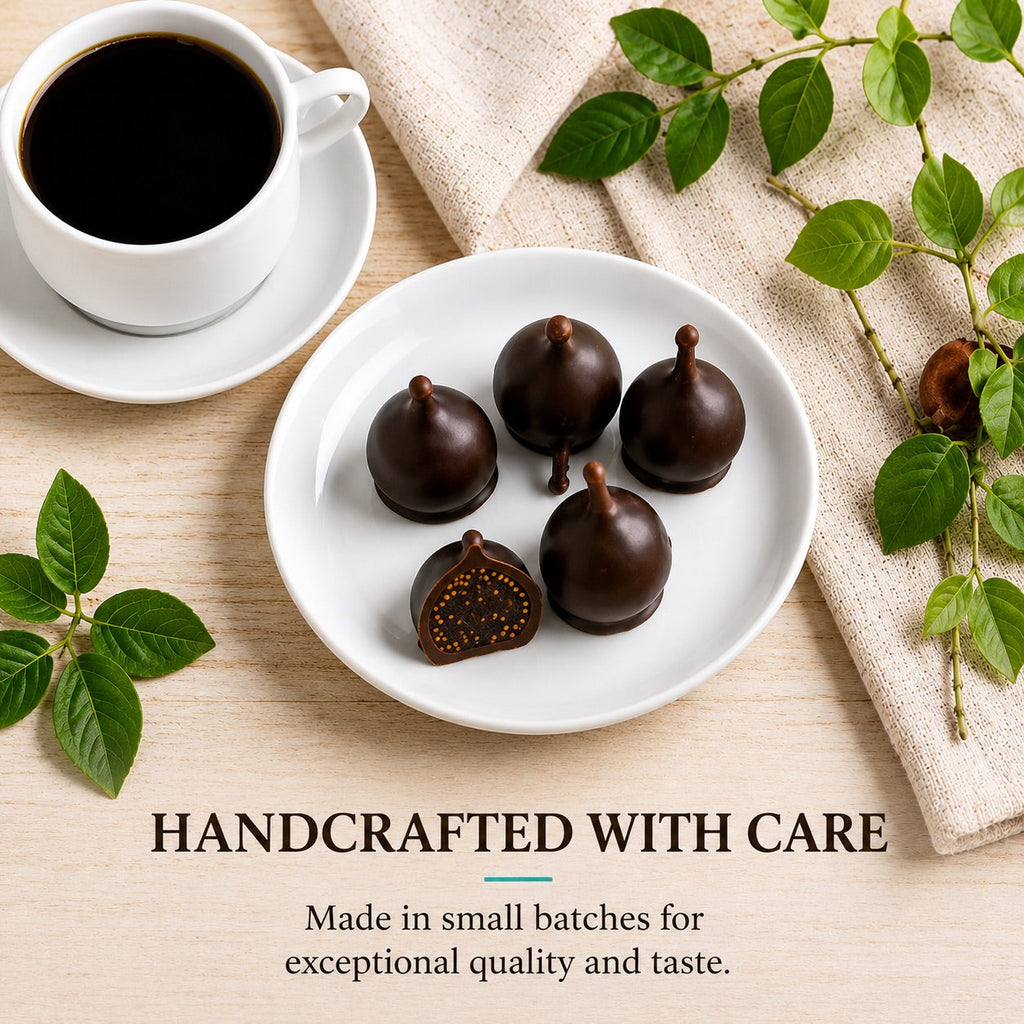 Andy Anand Vegan Belgian Dark Chocolate Figs - 24 Pc Gift Box, Premium 60% Cocoa Butter, Dairy - Free Gourmet Confection, Perfect for Birthday, Valentine’s &amp; Anniversary Gifts - Handcrafted in California