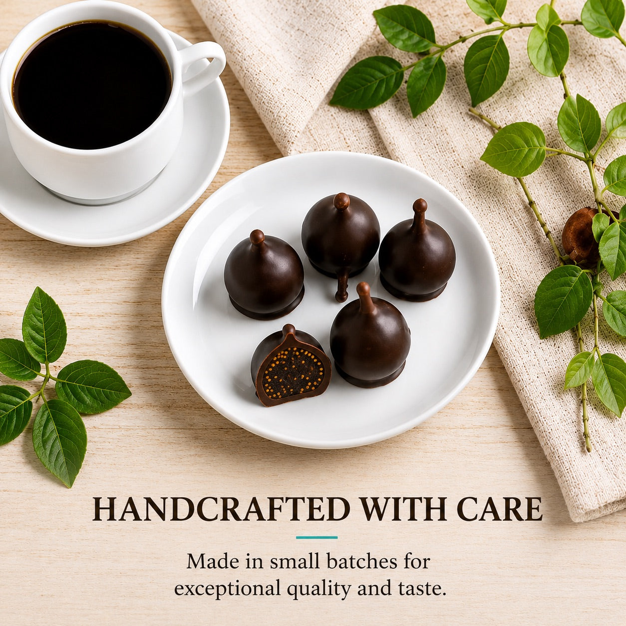 Andy Anand Vegan Belgian Dark Chocolate Figs - 24 Pc Gift Box, Premium 60% Cocoa Butter, Dairy - Free Gourmet Confection, Perfect for Birthday, Valentine’s &amp; Anniversary Gifts - Handcrafted in California