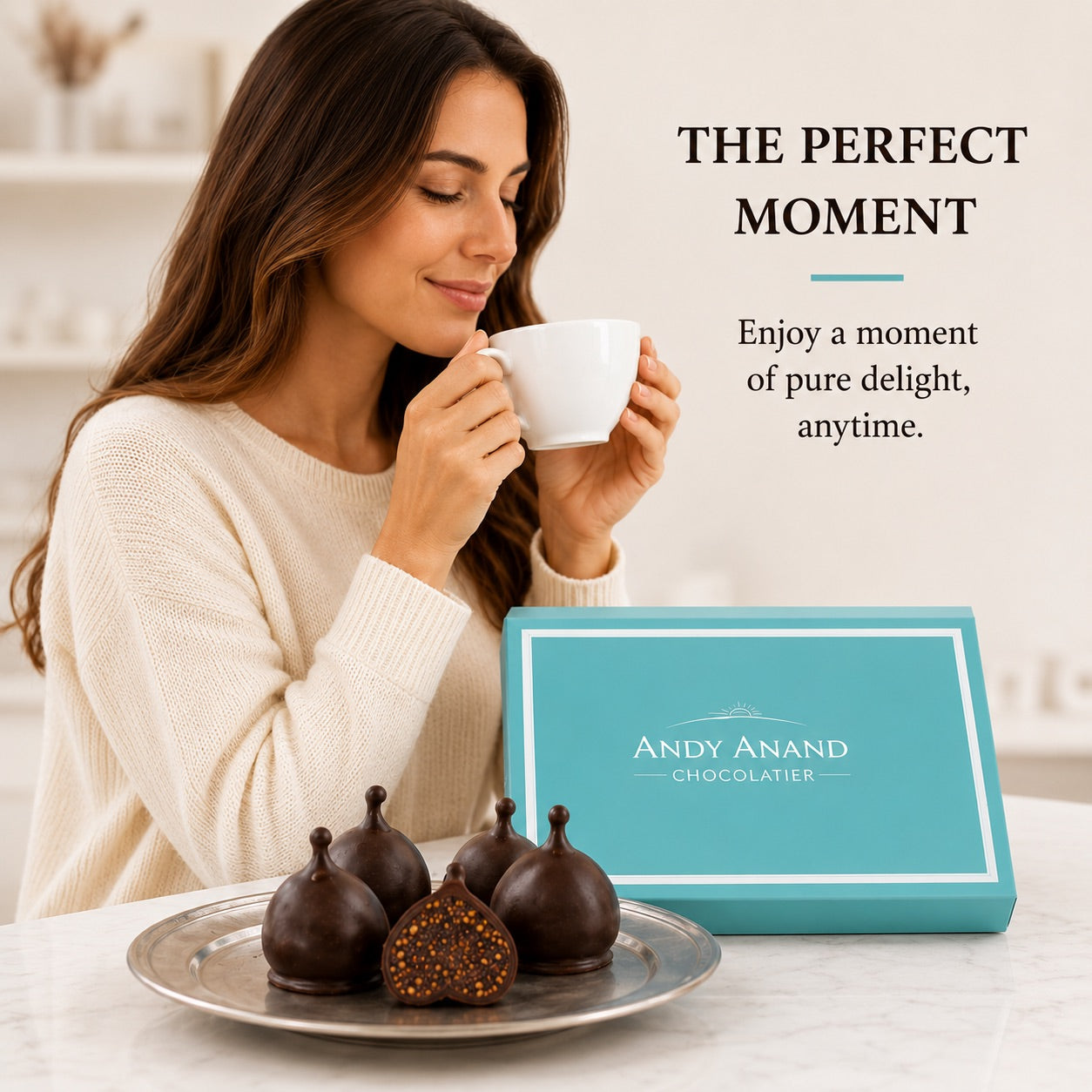 Andy Anand Vegan Belgian Dark Chocolate Figs - 24 Pc Gift Box, Premium 60% Cocoa Butter, Dairy - Free Gourmet Confection, Perfect for Birthday, Valentine’s &amp; Anniversary Gifts - Handcrafted in California