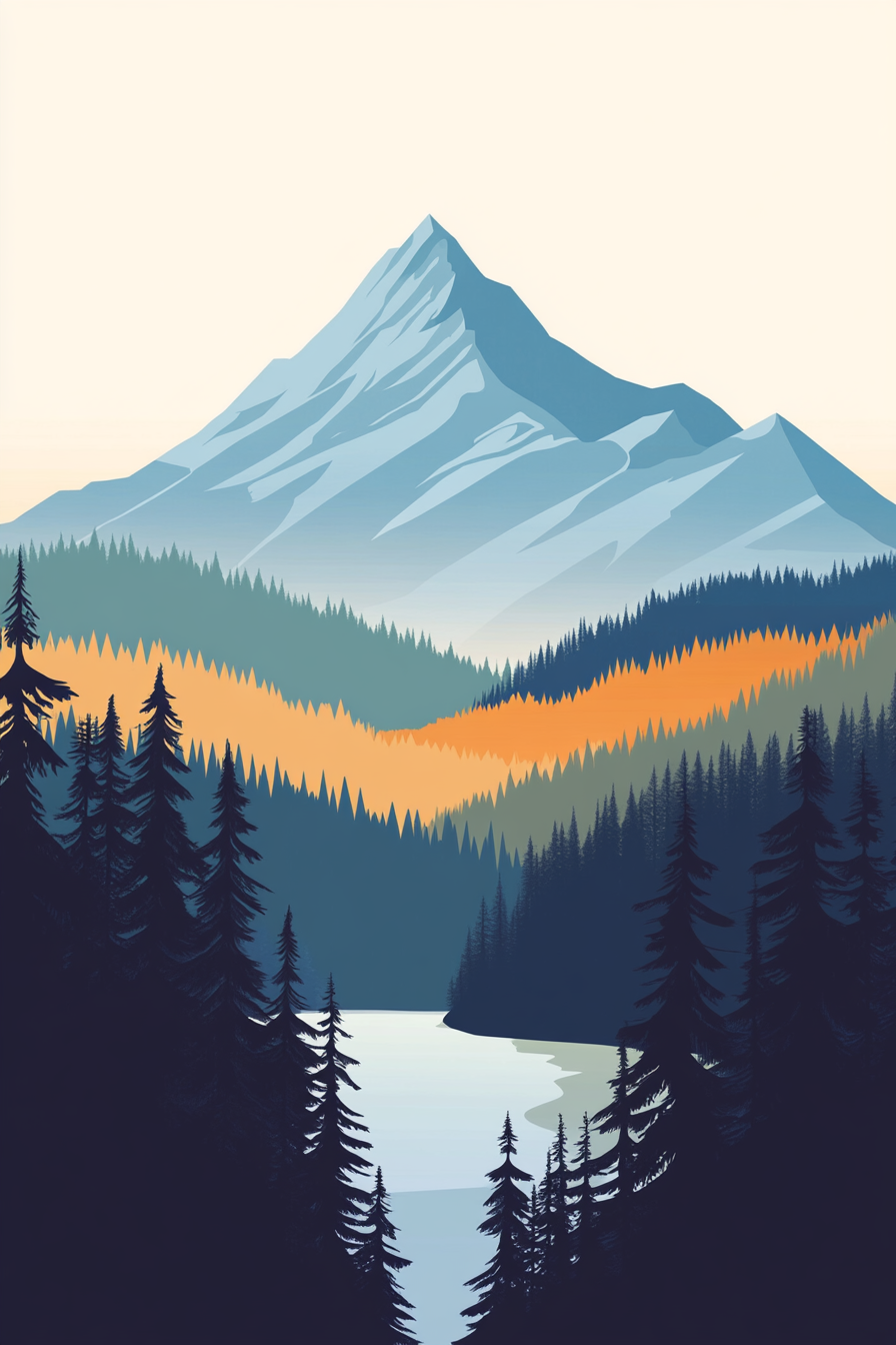WONDERWALL ‘L’Atelier Fun Collection’ Serene Peaks - Modern Mountain Landscape Print