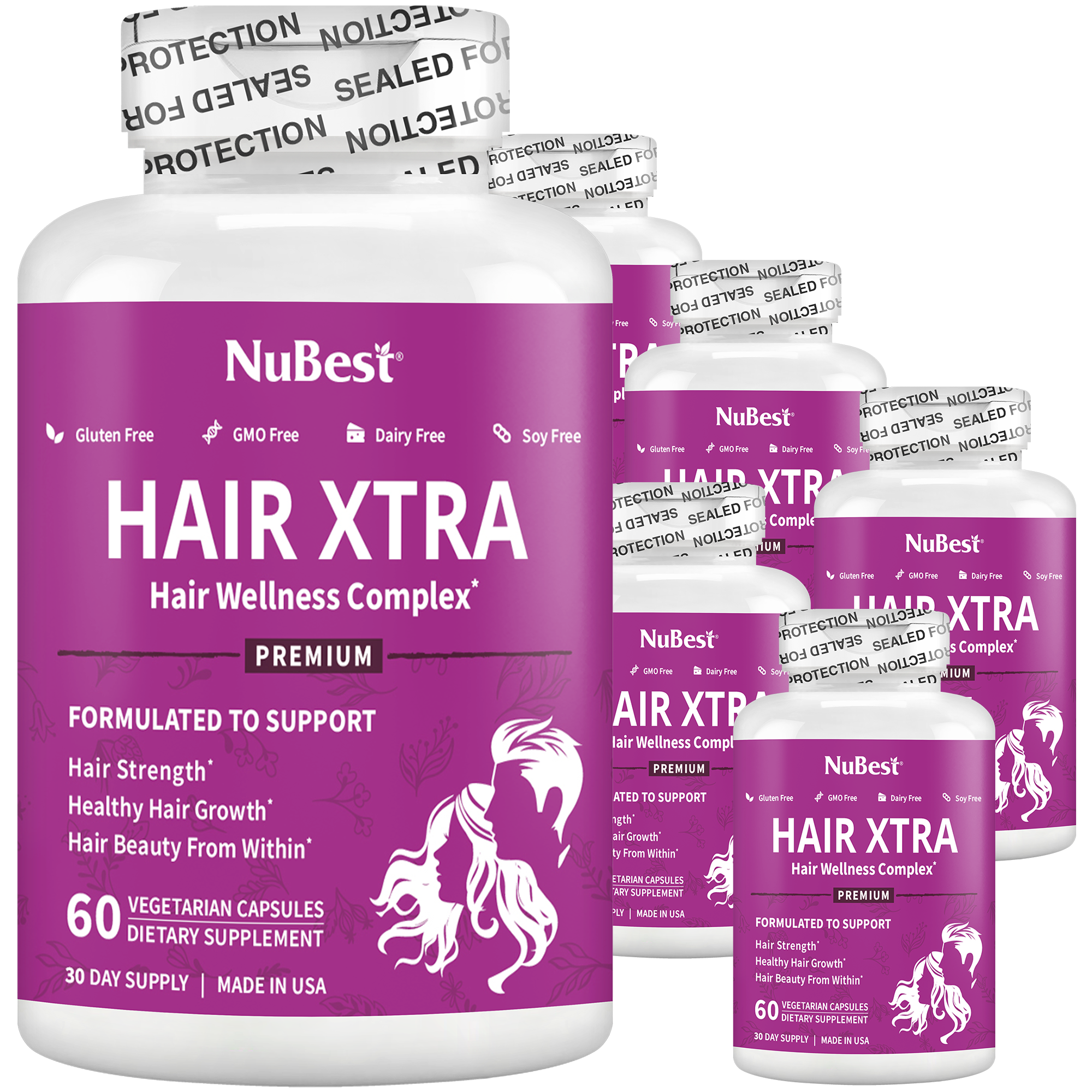 Hair Xtra, Premium Hair Growth Support for Men & Women, 60 Vegan Capsules by NuBest Nutrition®