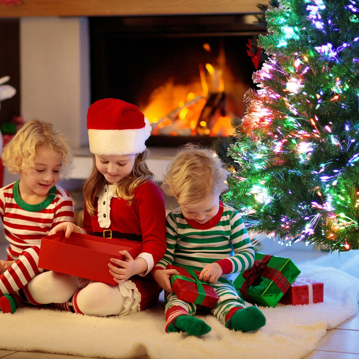 WONDERWALL ‘Noël DuBois’ Multicolor Fiber-Optic Artificial Christmas Tree — Multiple Sizes
