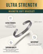 Men’s Magnetic Bracelet Cuff (Brushed Silver)