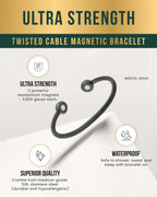 Twisted Cable Magnetic Bracelet Cuff (Gunmetal)
