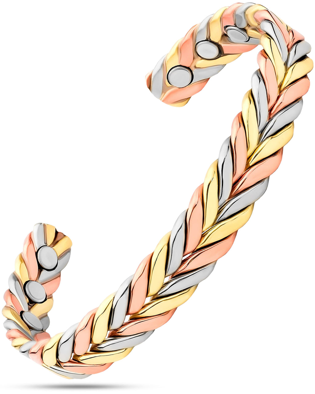 Woven Tri - Tone Magnetic Therapy Bracelet Cuff