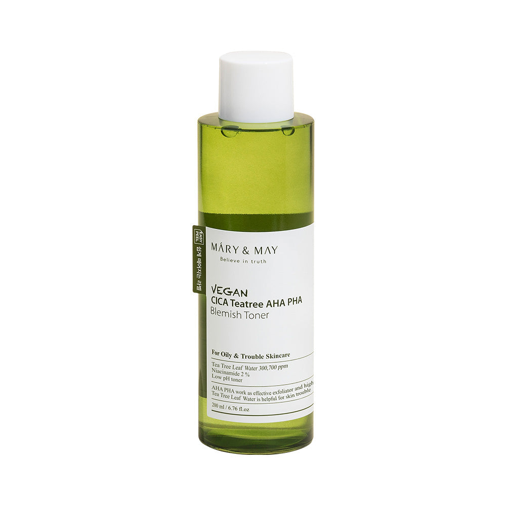 MARY & MAY Vegan CICA Tea Tree AHA PHA Blemish Toner 200ml