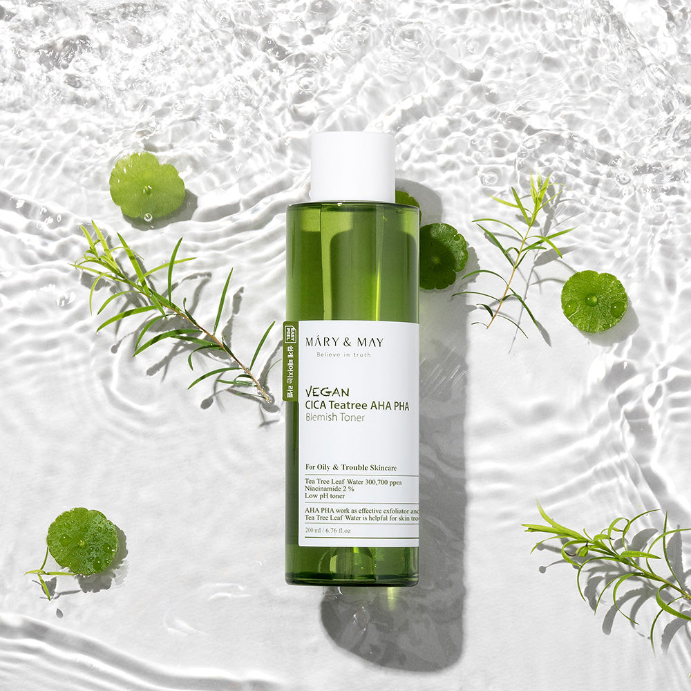 MARY & MAY Vegan CICA Tea Tree AHA PHA Blemish Toner 200ml