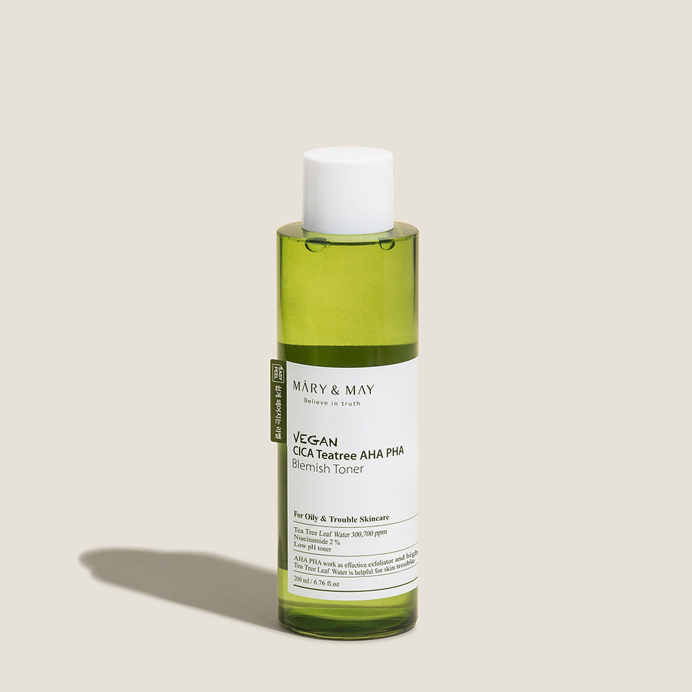 MARY & MAY Vegan CICA Tea Tree AHA PHA Blemish Toner 200ml