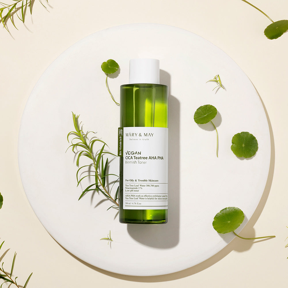 MARY & MAY Vegan CICA Tea Tree AHA PHA Blemish Toner 200ml