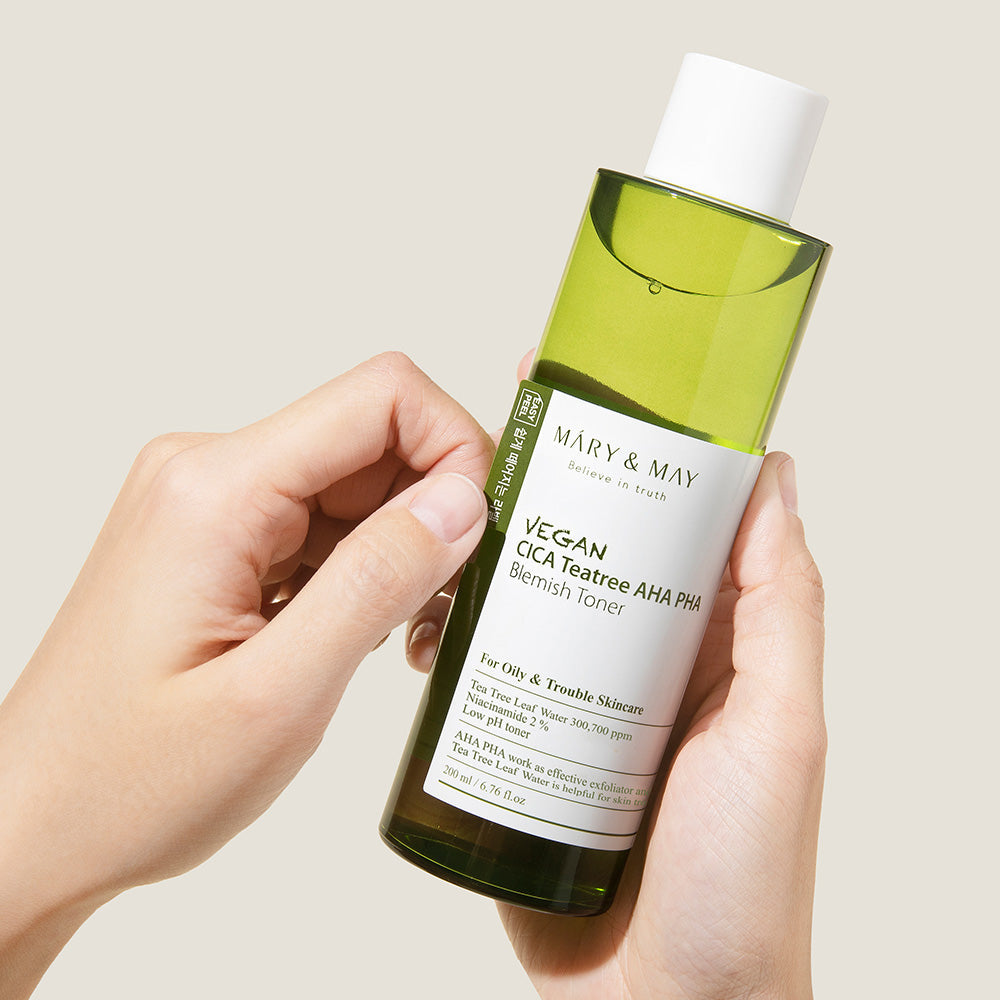 MARY & MAY Vegan CICA Tea Tree AHA PHA Blemish Toner 200ml