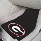 University of Georgia Bulldogs 2-Piece Vehicle Carpet Mat Set, Black, Front Row Automotive Floor Mats, Non-Slip Backing, 18x27 Inch Each, Team Colors, Officially Licensed