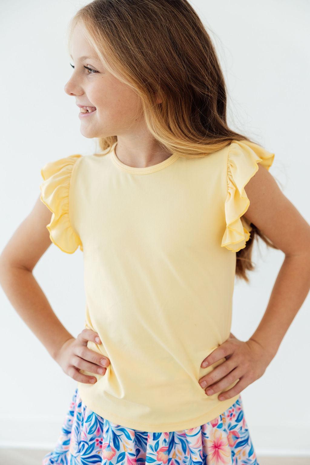 Butter Yellow S/S Ruffle Tee - WONDERWALL