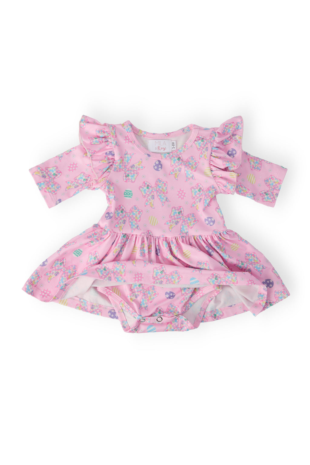 Little Bow Peeps 3/4 Sleeve Twirl Flutter Bodysuit - WONDERWALL