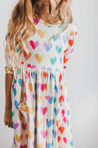 Lotta Love 3/4 Sleeve Pocket Twirl Dress - WONDERWALL