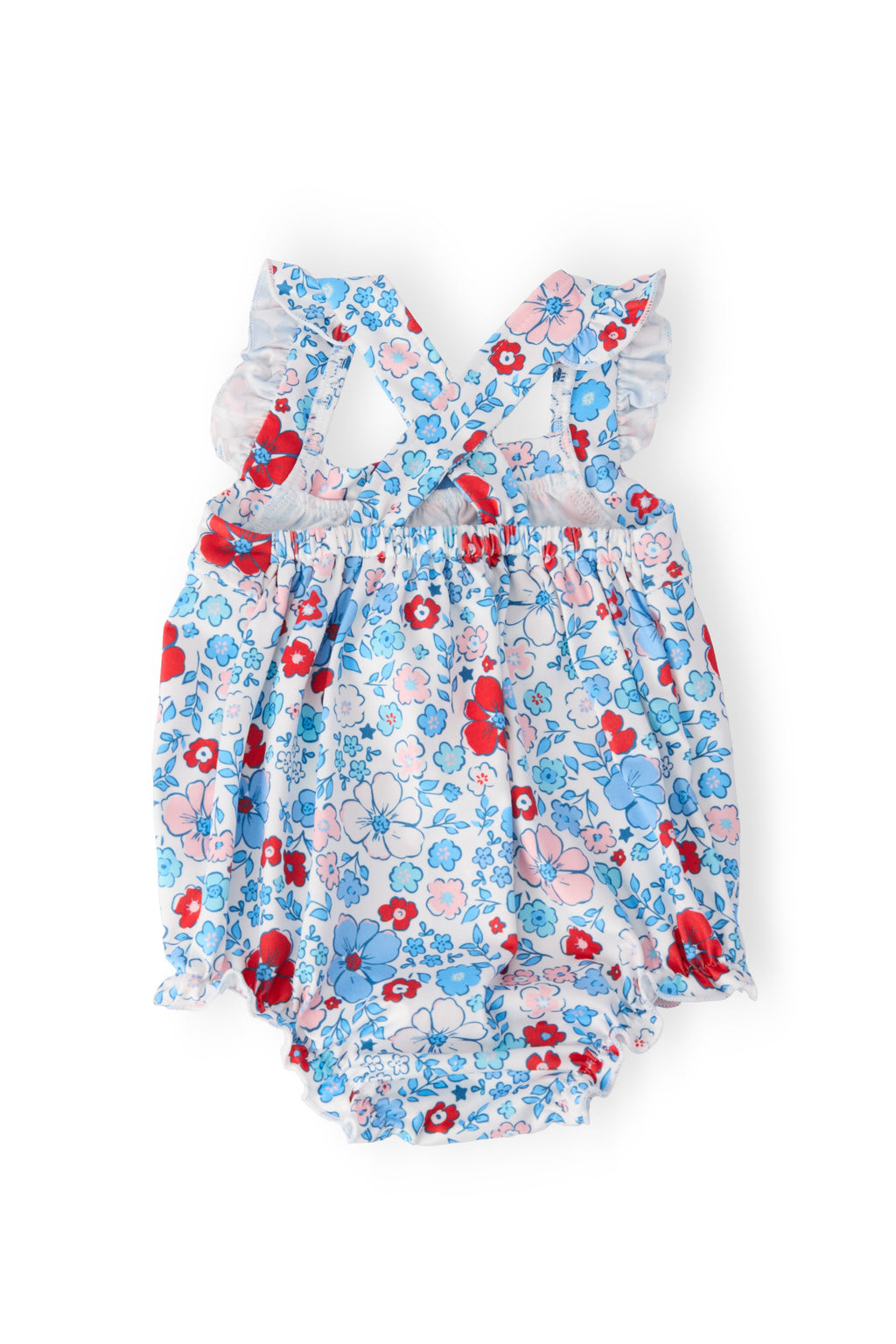 Patriotic Petals Ruffle Cross Back Romper - WONDERWALL