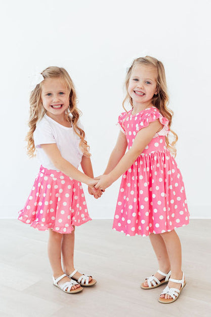 Pink Polka Dots Ruffle Twirl Skort - WONDERWALL