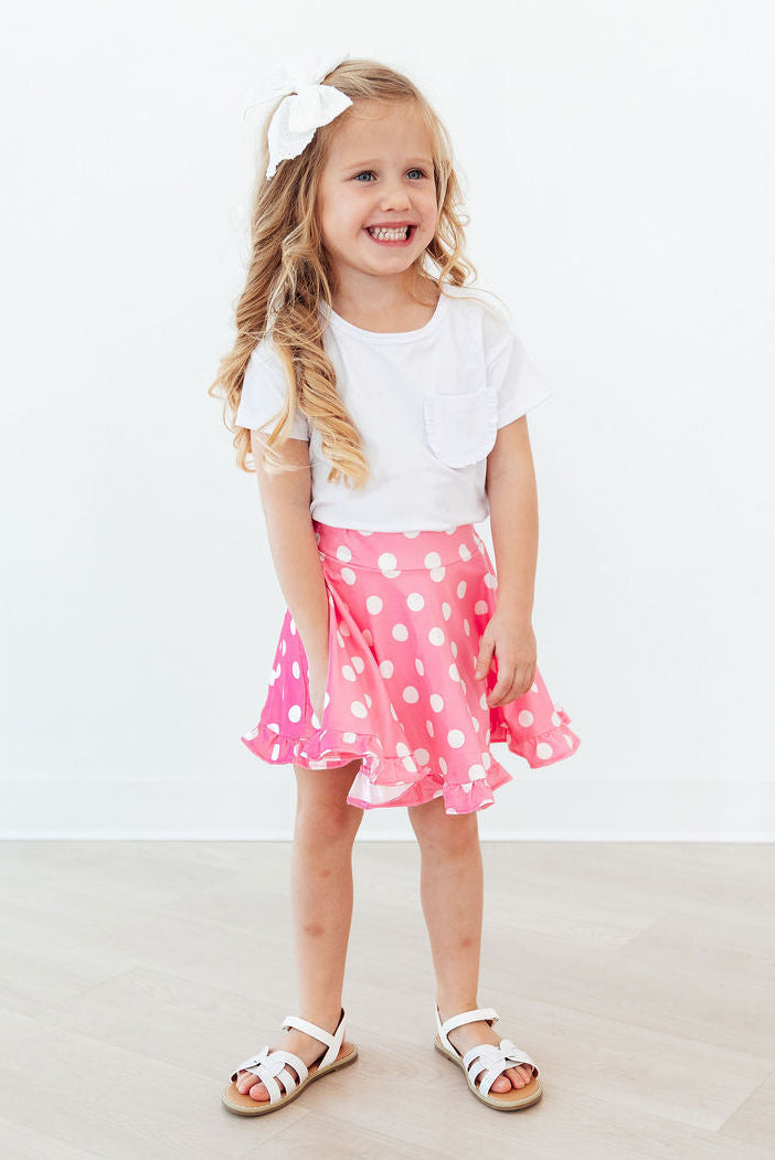 Pink Polka Dots Ruffle Twirl Skort - WONDERWALL
