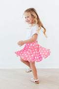 Pink Polka Dots Ruffle Twirl Skort - WONDERWALL
