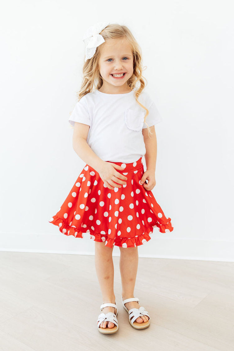 Red Polka Dots Ruffle Twirl Skort - WONDERWALL
