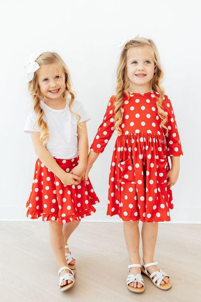 Red Polka Dots Ruffle Twirl Skort - WONDERWALL