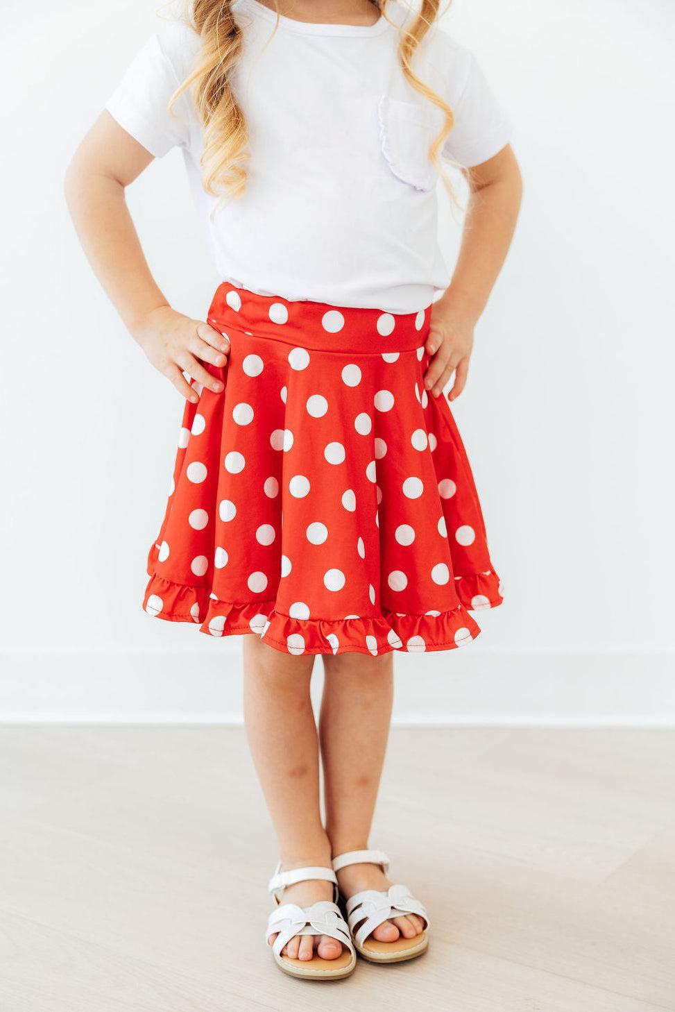 Red Polka Dots Ruffle Twirl Skort - WONDERWALL