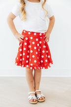 Red Polka Dots Ruffle Twirl Skort - WONDERWALL