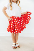 Red Polka Dots Ruffle Twirl Skort - WONDERWALL