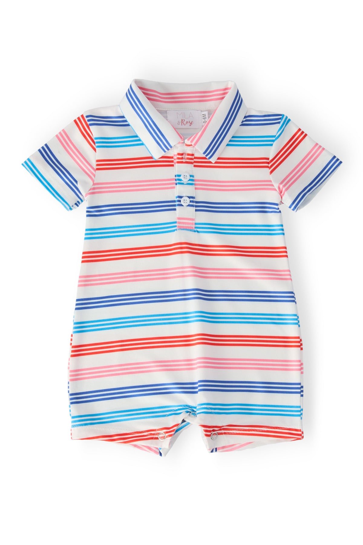Red, White & Stripe Polo Shorty One-Piece - WONDERWALL
