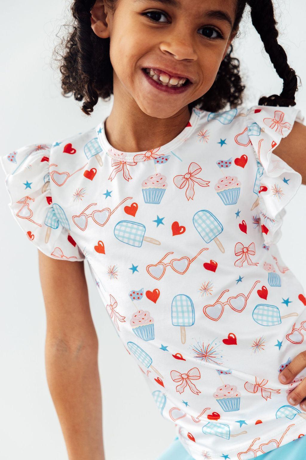 Red, White, & Sweet S/S Ruffle Tee - WONDERWALL