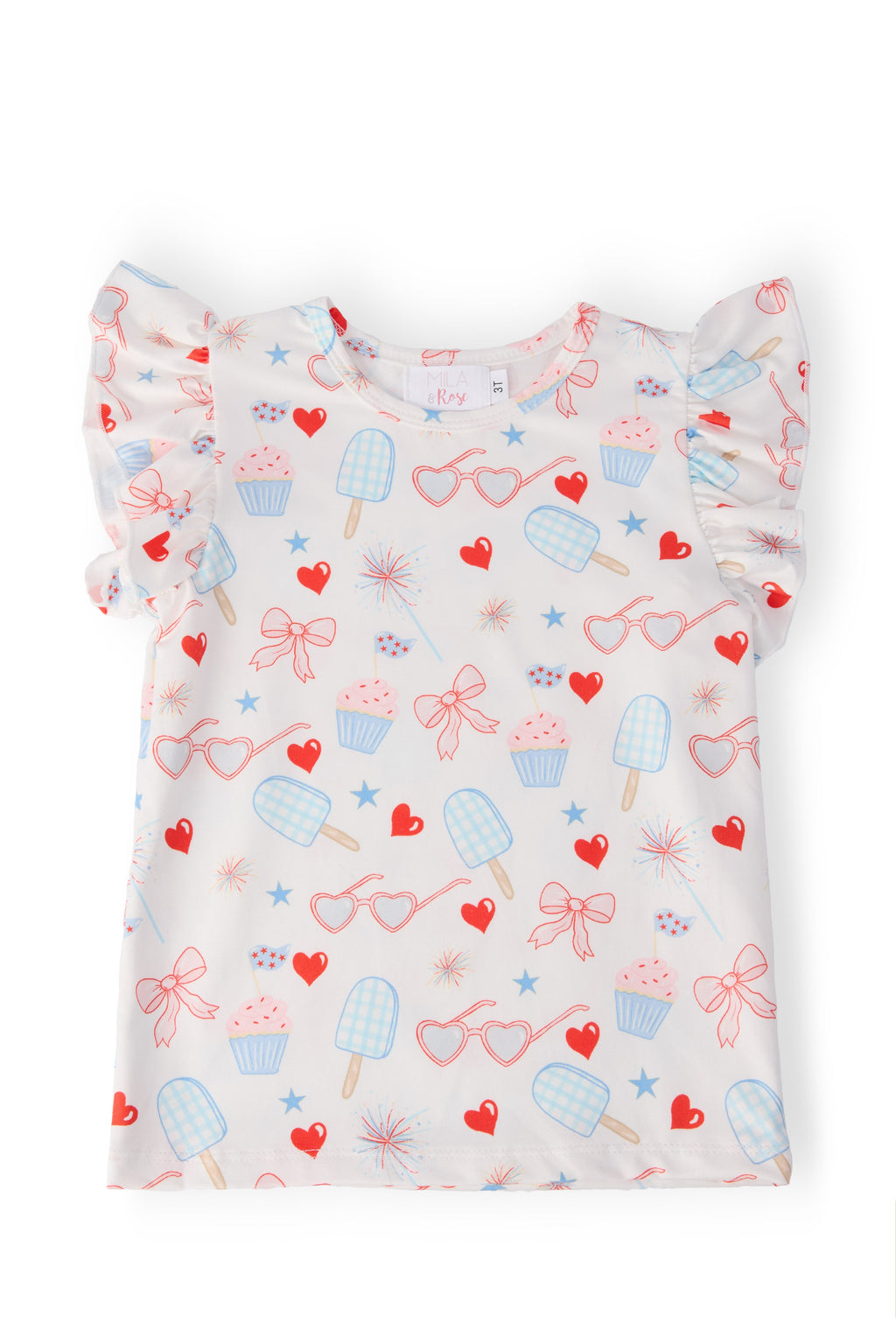 Red, White, & Sweet S/S Ruffle Tee - WONDERWALL