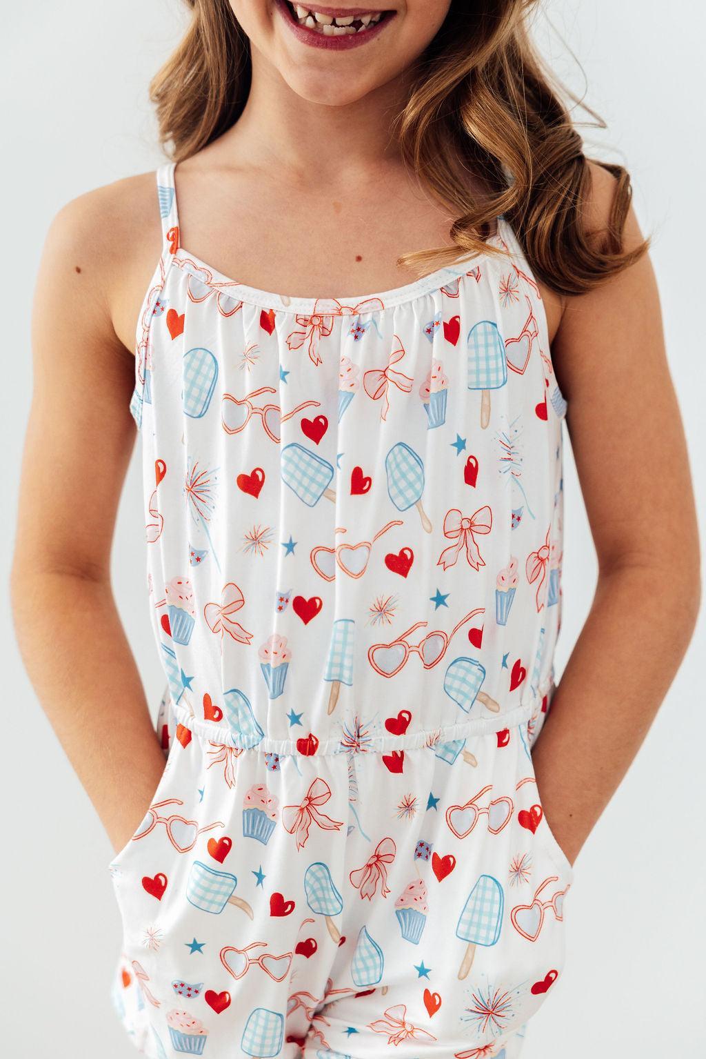 Red, White, & Sweet Strappy Play Romper - WONDERWALL