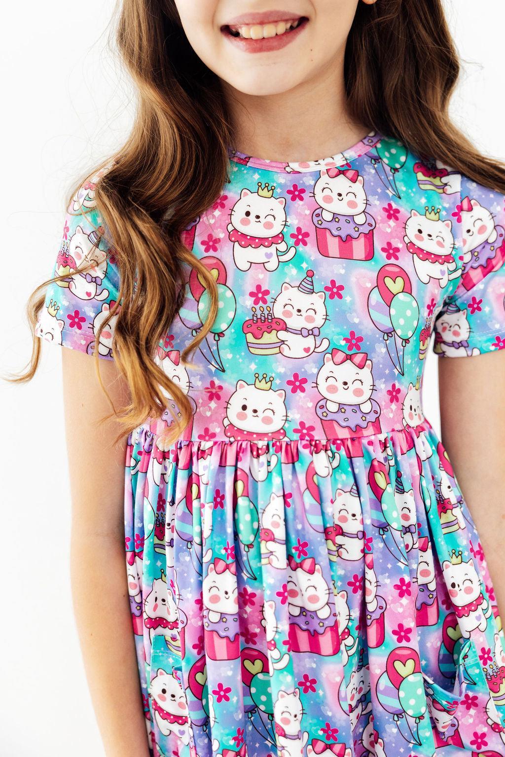 Time to Purr-ty S/S Pocket Twirl Dress - WONDERWALL