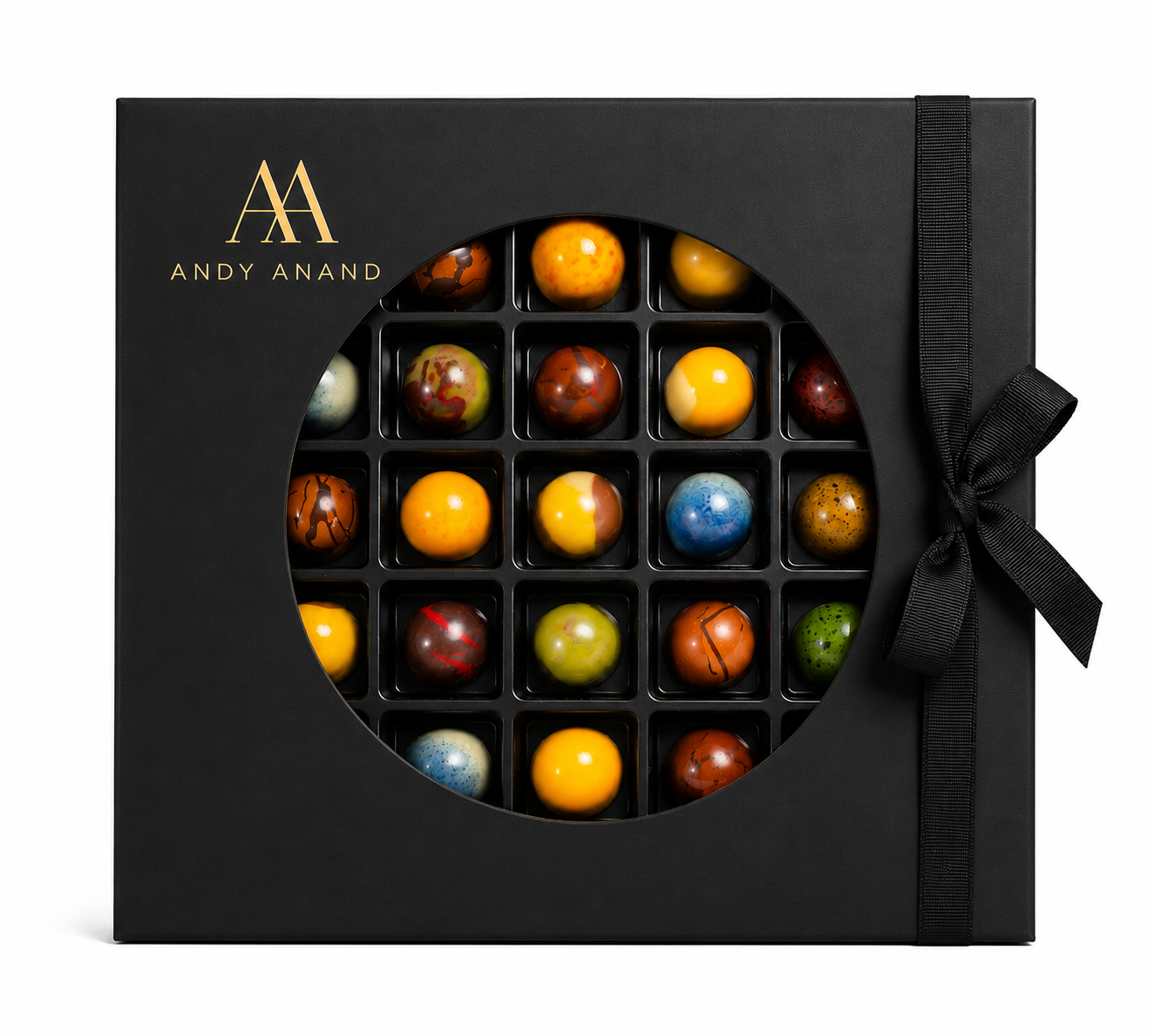 Andy Anand Monet Chocolate Bonbons Gift Box, 25 pc, 6.52 oz – Gluten - Free Belgian Truffles & Pralines, Birthday & Holiday Gift Collection
