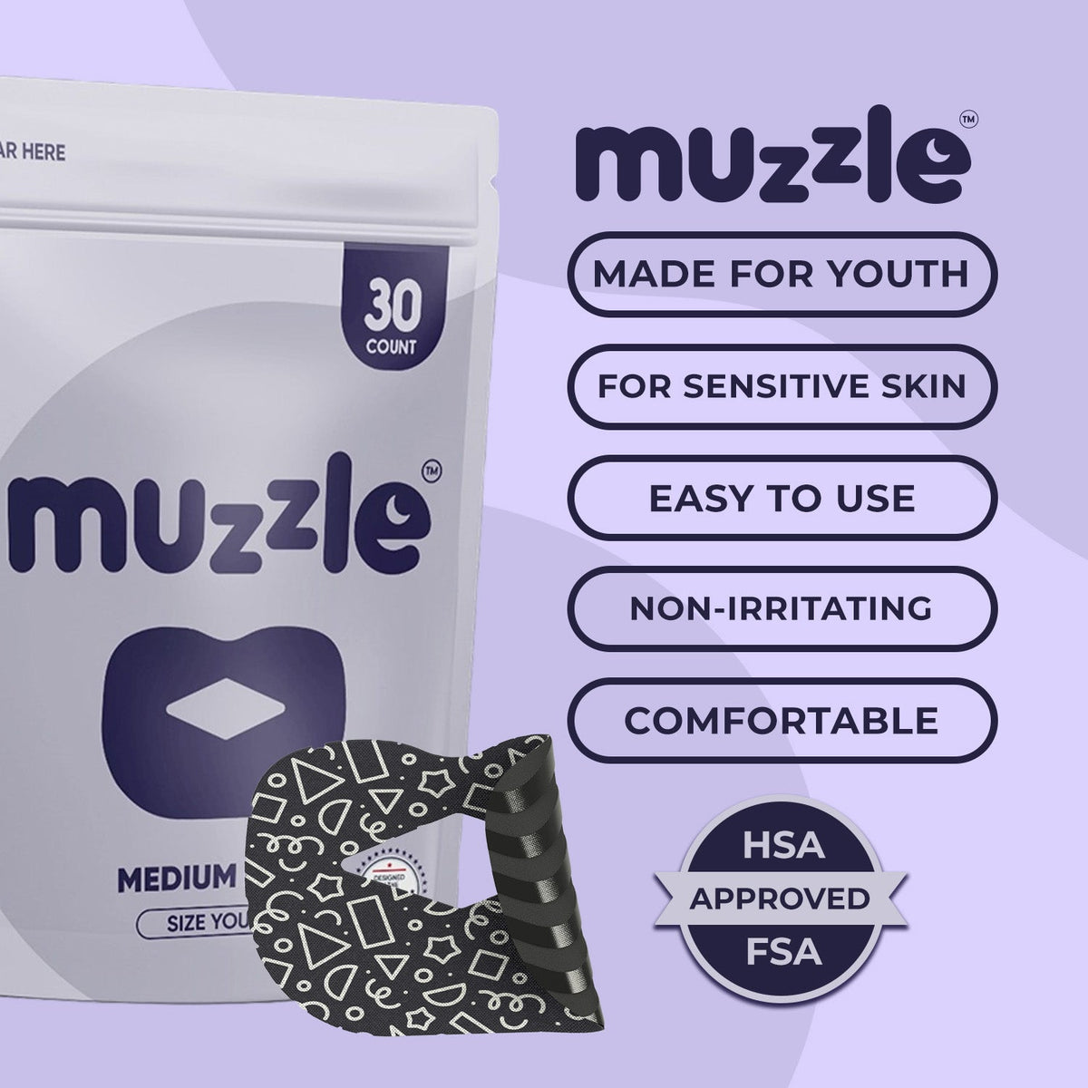 Muzzle® Mouth Tape For Youth (Medium Hold) - WONDERWALL