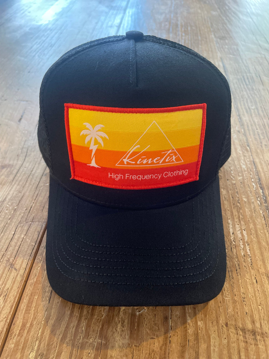 Rising Sun High Frequency Trucker Hat (Black with Sun-Blend patch)