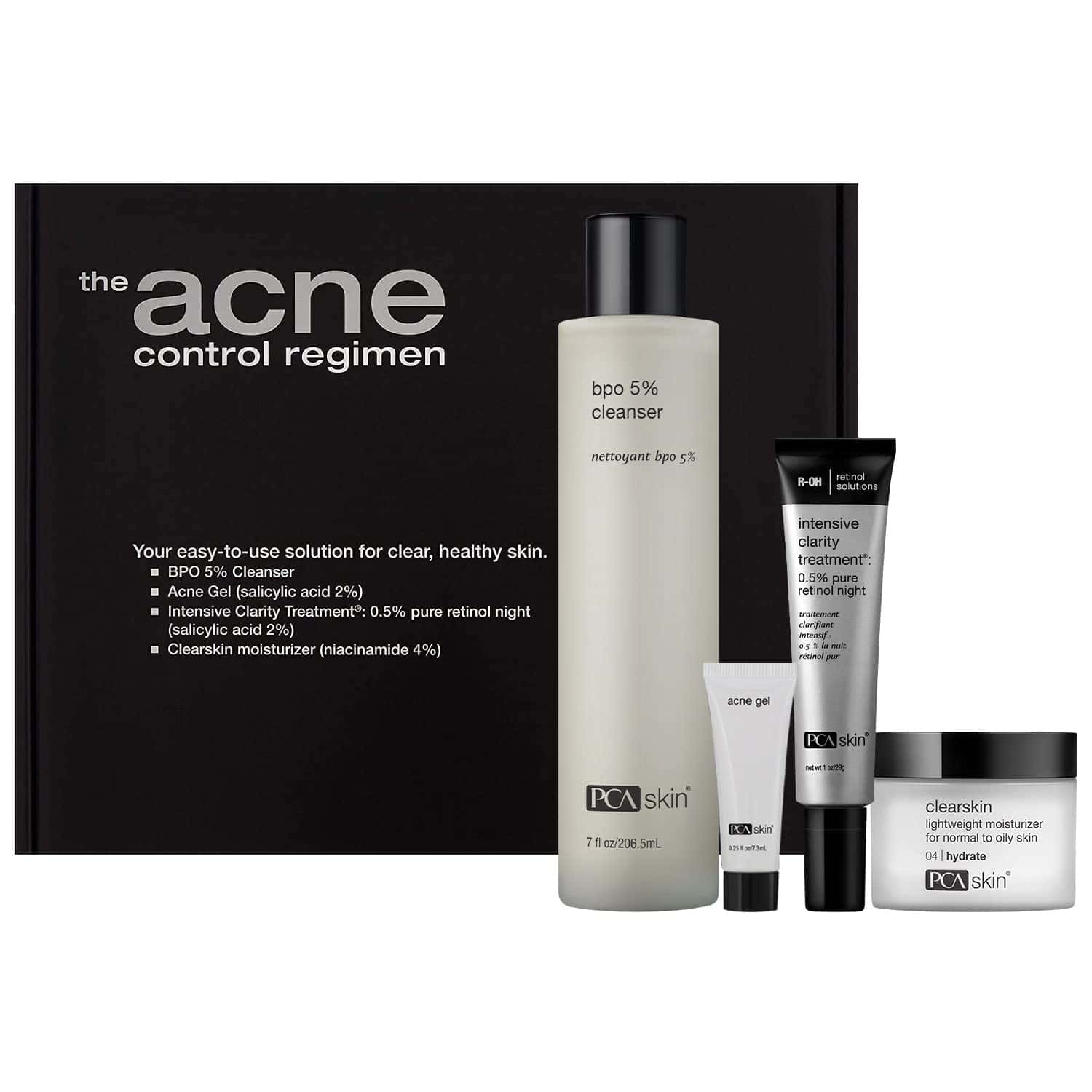 The Acne Control Regimen: Acne Gel Trial, BPO 5% Cleanser, Intensive Clarity Treatment, Clearskin