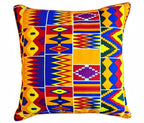 African Print Fabric Pillow Cover - Colorful Kente Style - WONDERWALL