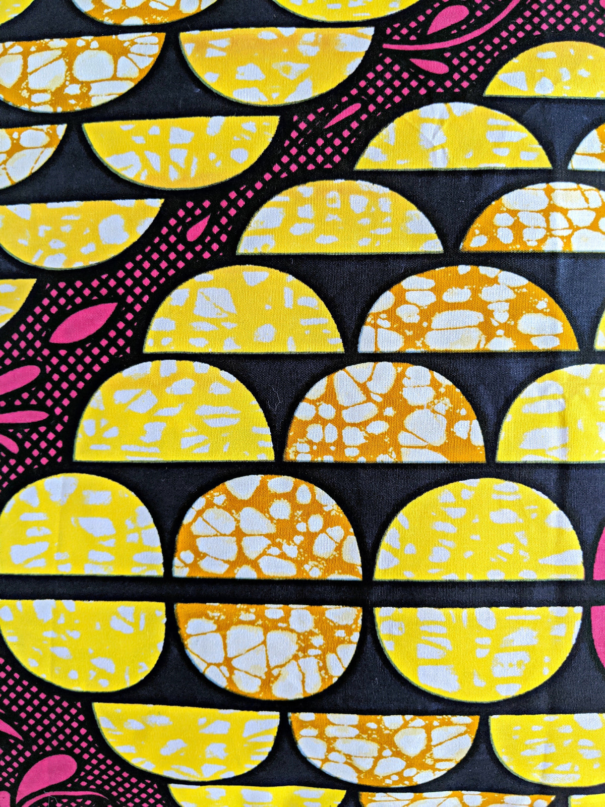 African Print Fabric Pillow Cover -Fuchsia Black Yellow - WONDERWALL