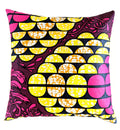 African Print Fabric Pillow Cover -Fuchsia Black Yellow - WONDERWALL