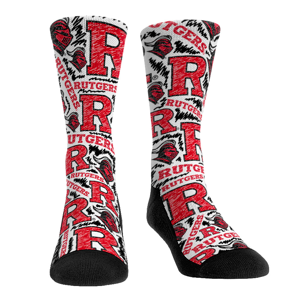 Rutgers Scarlet Knights - Logo Sketch Crew Socks
