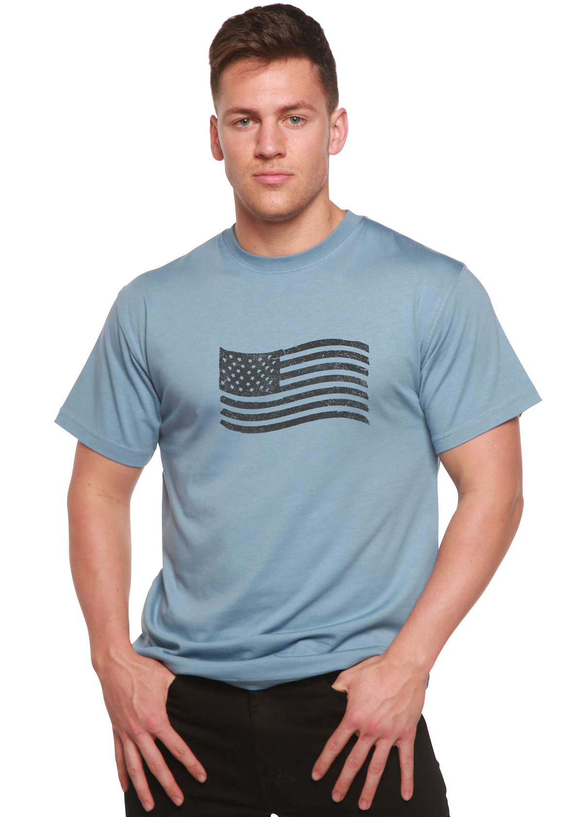 American Flag Men's Bamboo Short Sleeve Graphic T-Shirt - WONDERWALL