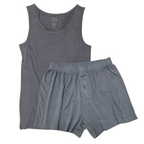 Men's Bamboo Underwear Set - Tank Top + Boxers in Charcoal Grey Color - WONDERWALL