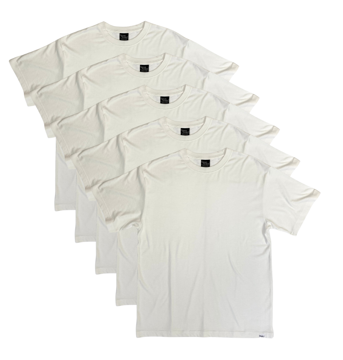 Men's Bamboo Viscose/Organic Cotton Short Sleeve T-Shirt Off White Color - 5-Pack - WONDERWALL