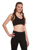 New Women's Bamboo Padded Sports Bra in Black - WONDERWALL