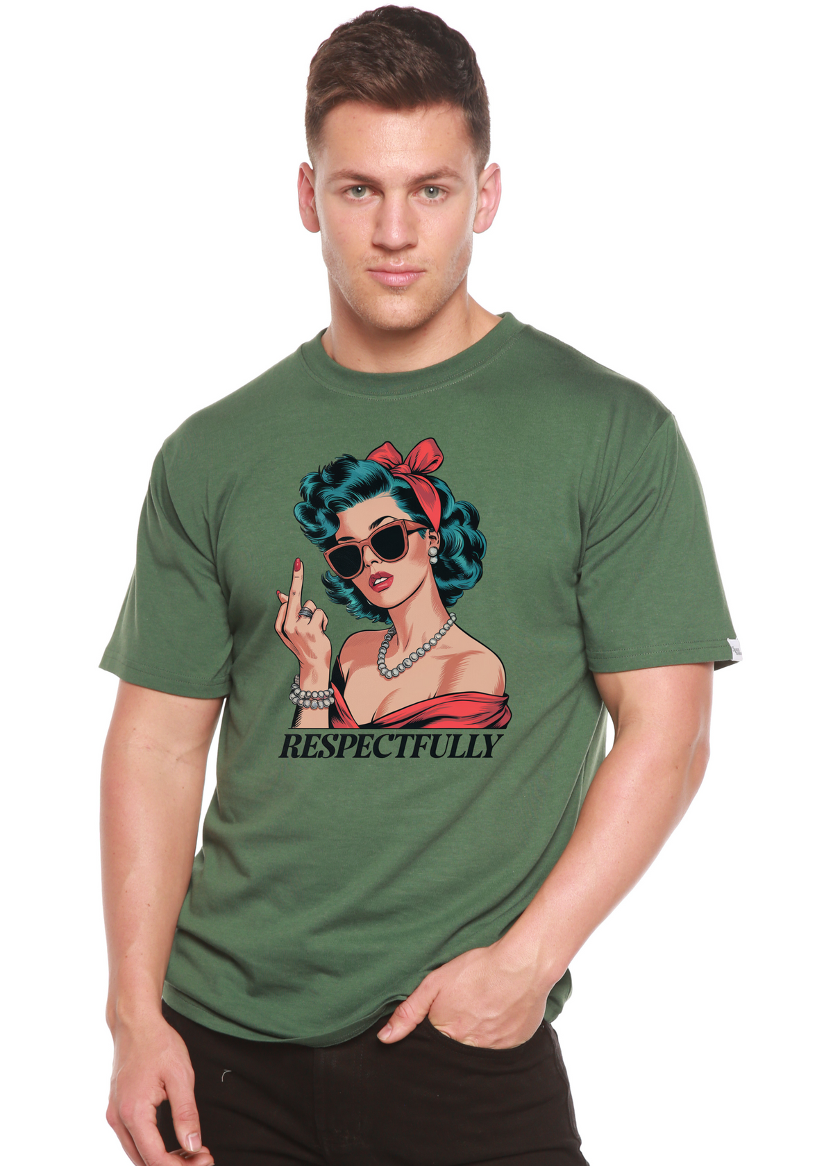 Respectfully Middle Finger Unisex Bamboo/Cotton Graphic T-Shirt - WONDERWALL
